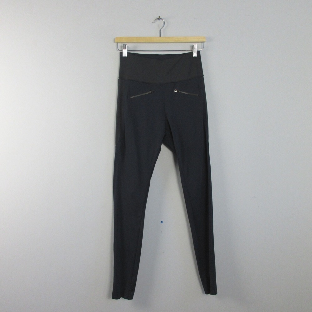 ADAY Throw & Roll Women's Leggings S Blue Zipped Pockets Stretch Pants 252